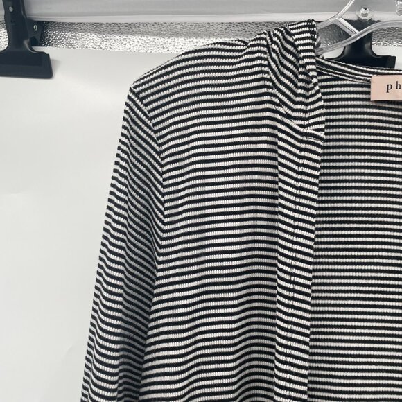 Philosophy Womens Striped Hooded Cardigan Open Front Black/White Size Medium - Picture 5 of 9